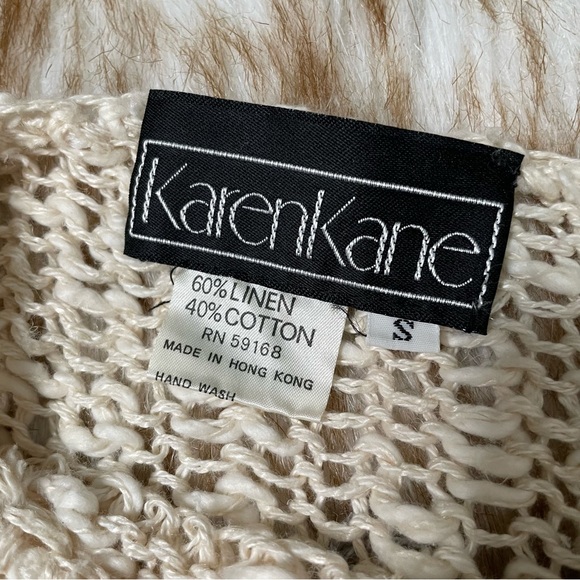 Karen Kane linen blend asymmetric fringe trim sweater - Picture 4 of 6